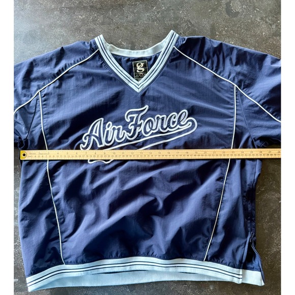 Vintage Air Force Embroidered Pullover Windbreaker Jacket Size XL Navy side zip - Picture 7 of 10